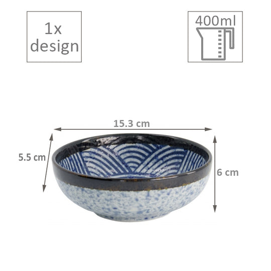 TDS Aisai Seigaiha Bowl 15.3x5.5cm 550ml 18686