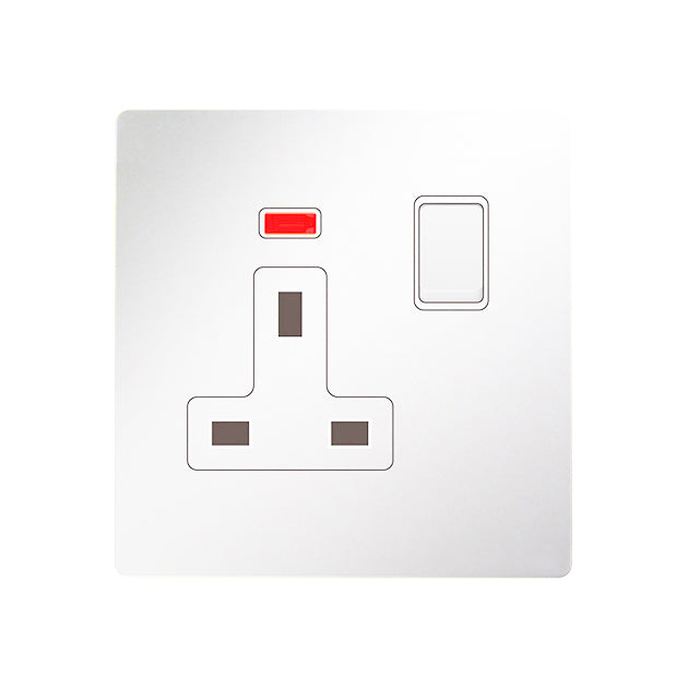 Trilif 1 Gang 13a Switched Socket With Indicator - White
