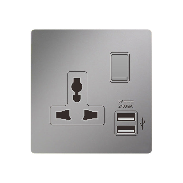 Trilif 1 Gang 13a Universal Switched Socket With Twin Usb
