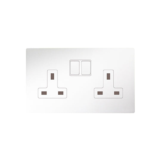 Trilif 2 Gang 13a Switched Socket - White