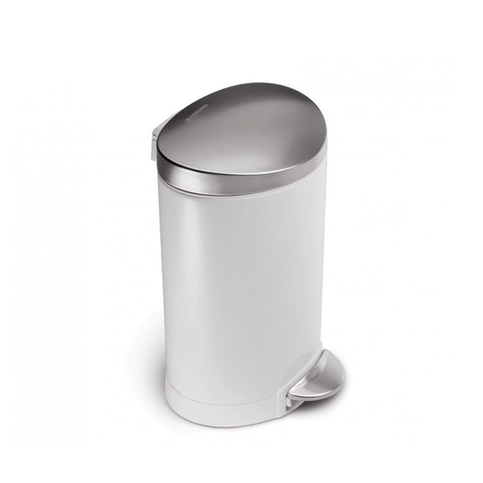 Simplehuman Semi Round Pedal Bin With Lid White 6L