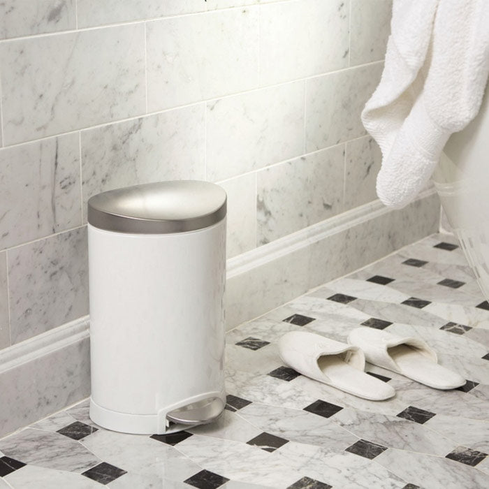 Simplehuman Semi Round Pedal Bin With Lid White 6L
