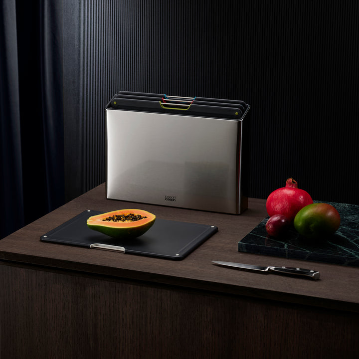 Folio™ Steel 4-piece Chopping Board Set - Stainless Steel
