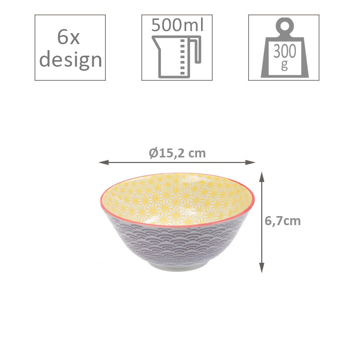 TDS Star/Wave Tayo Bowl Yellow/Purple 15.2x6.7cm