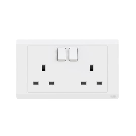 ABB Inora 2 Gang 13 A switched socket SP