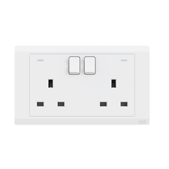 ABB Inora 2 Gang 13 A switched socket SP with illumination