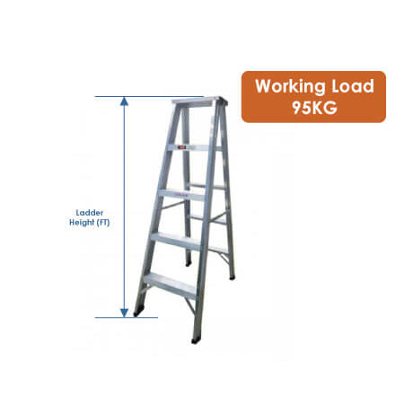 Aluminium Heavy Duty D/S Ladder 8 Step 6' 5"