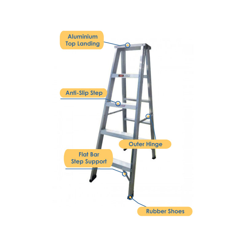 Aluminium Heavy Duty D/S Ladder 8 Step 6' 5"