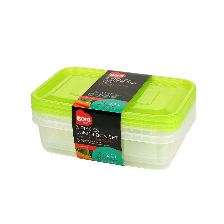 Bora Plastic Lunch Box Set 3 x 2.2L 537