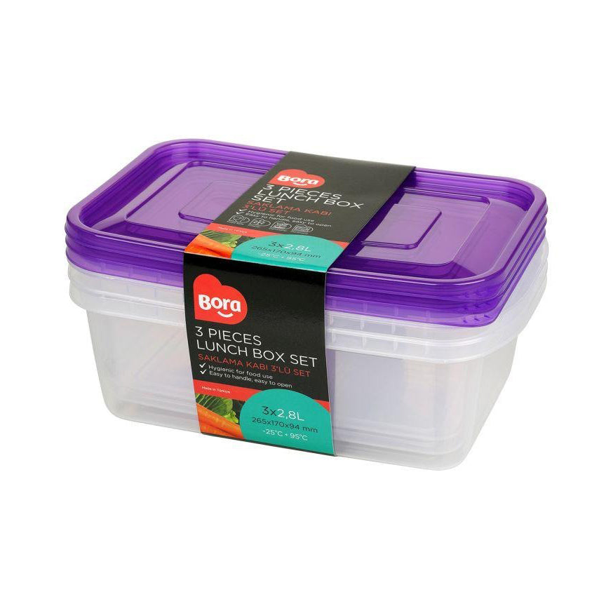 Bora Plastic Lunch Box Set 3 x 2.8L 538