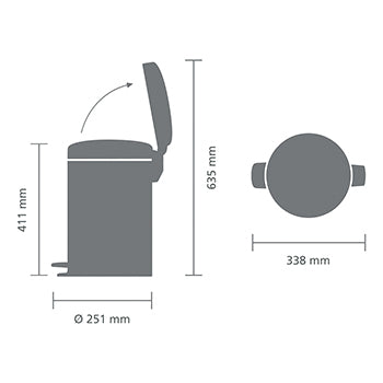 Brabantia NewIcon Pedal Bin, 12L Matt Steel 113604