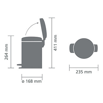 Brabantia Pedal Newicon Matt Steel 3lt