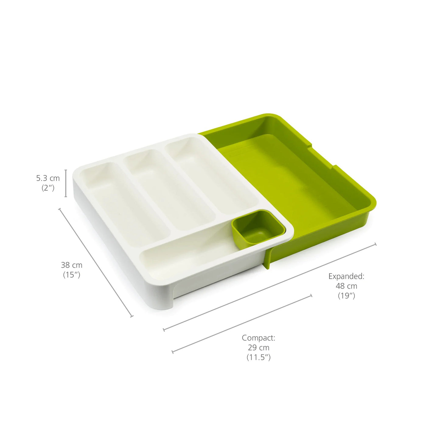 DrawerStore™ Expandable Cutlery Tray White/Green
