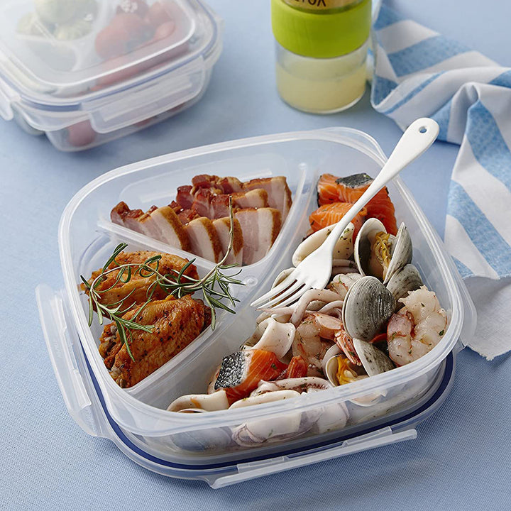 Square Short Food Container W/Divider Child Plate 750 ml