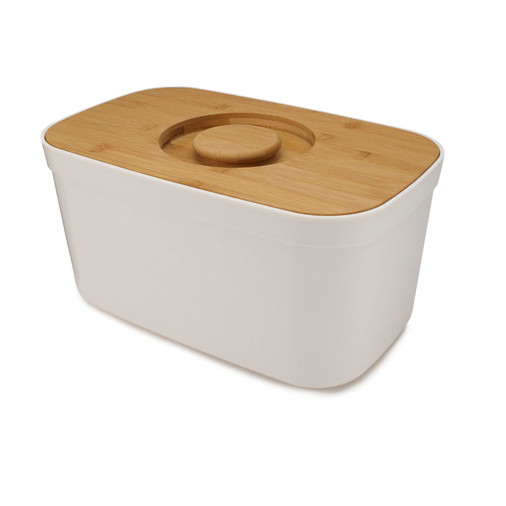 Bread Bin with Bamboo Lid - White