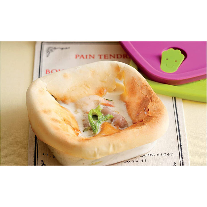 Oven Glass Wave Steam Hole Square 370ml Green Container
