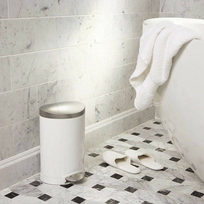 Simplehuman Semi-Round Bin White Steel 10L