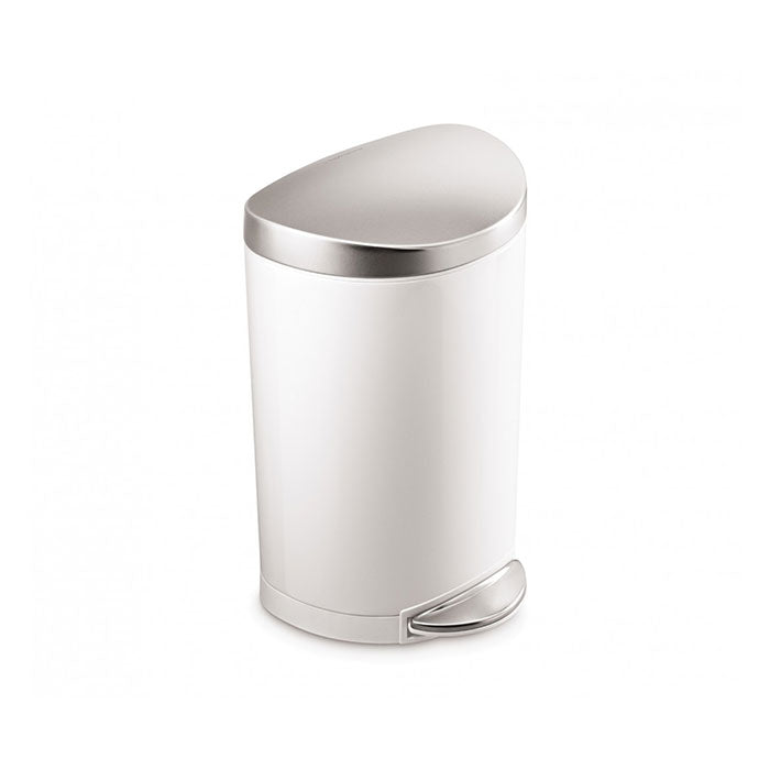 Simplehuman Semi-Round Bin White Steel 10L