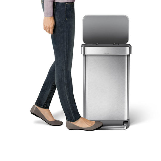 Simplehuman Stainless Steel Rectangular Pedal Bin with Liner Pocket 45L