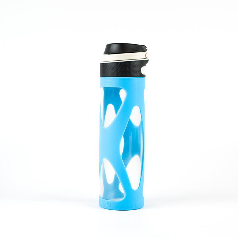 Leifheit Glass Flip Drinking Bottle 600ml Light Blue
