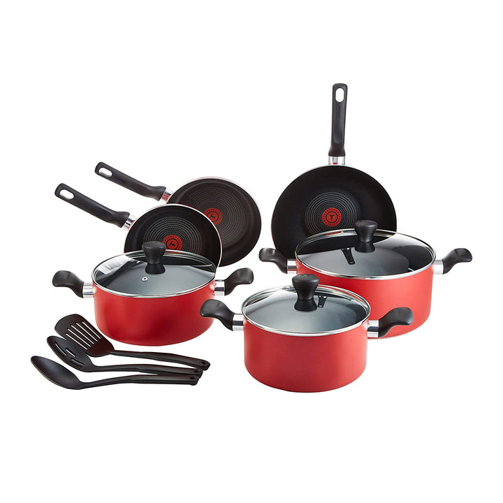 Tefal Super Cook 12pc Set Non-Stick Red