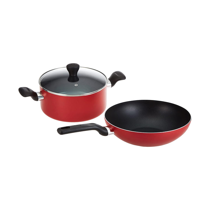 Tefal Super Cook 12pc Set Non-Stick Red
