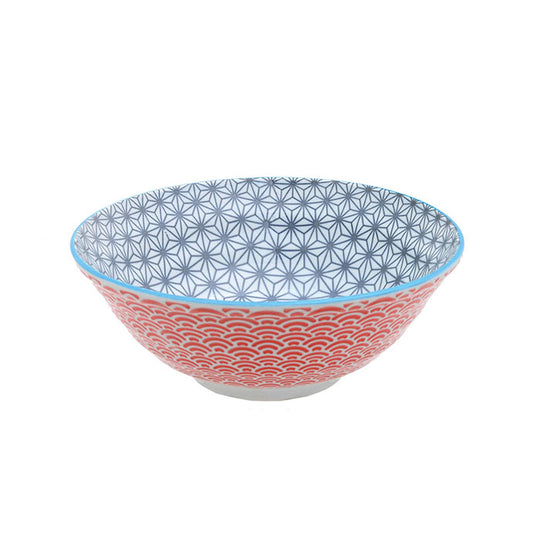 TDS Star/Wave Noodle Bowl Grey/Red 21x7.8cm 1.1lt