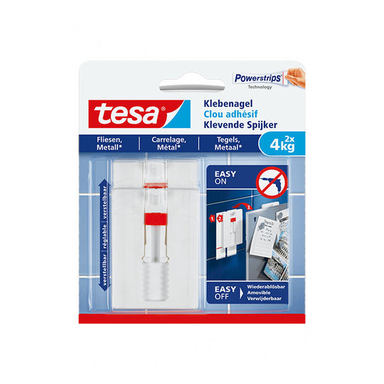 Tesa Powerstrip Adhesive Nail Adjustable For Tiles Upto 3kg