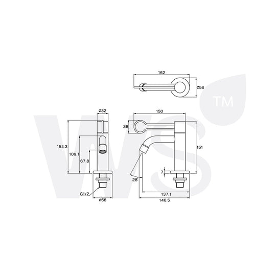 Basin Faucet 1/2in WP-0501M