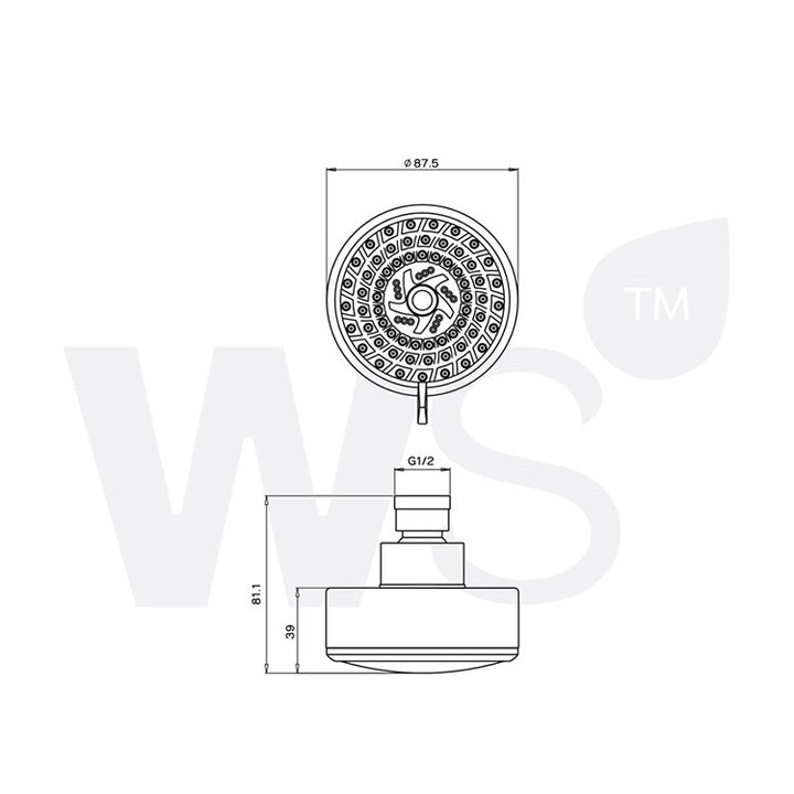 Shower Head Round 3.5in