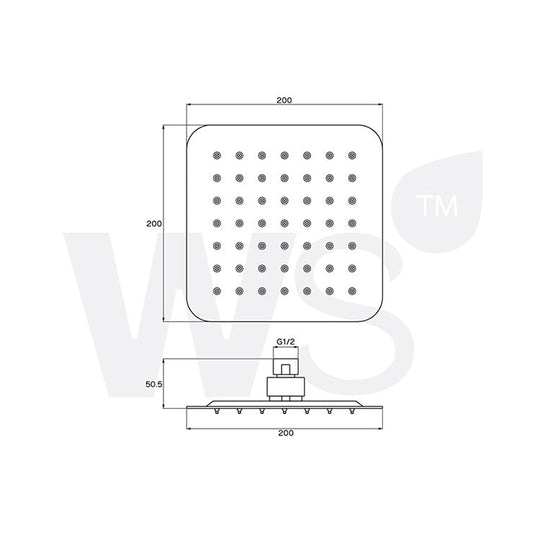 Shower Head Square 8 In Wp-8281es