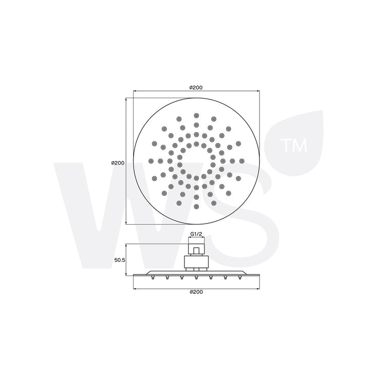 Stainless Steel Shower Head Round 8 Inch