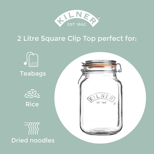 Clip Top Square Jar 2 Litre