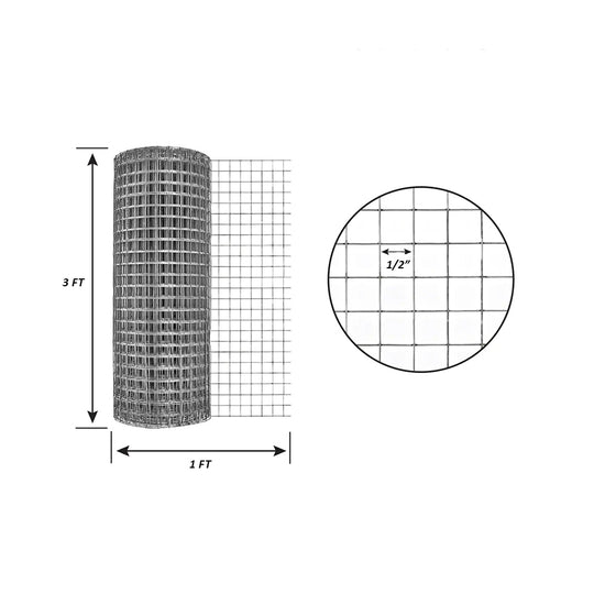 Galva Welded Wire Mesh BWG20 1/2" - 3ft x 1 ft