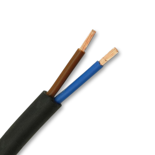 Black PVC Round Cable 2 Core x 6mm x 1 Feet