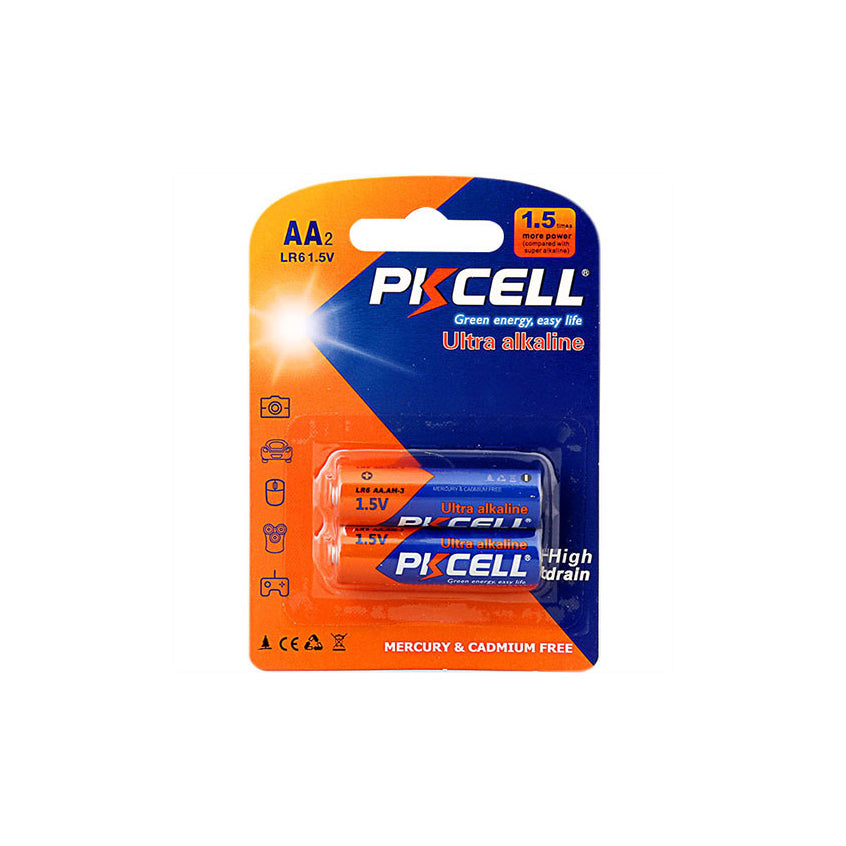 PKCELL LR6 1.5V AA Ultra Alkaline Battery 2 Pcs/Card