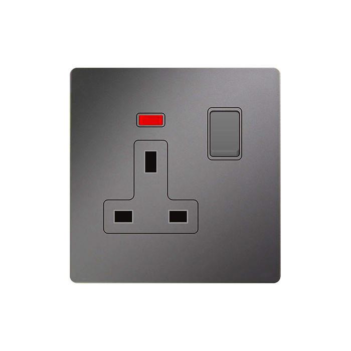Trilif 1 Gang 13a Switched Socket With Indicator Grey